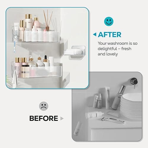 Nieifi Adhesive Wall Shelf, Shower Shelves, Shower Organizer for Bathroom Organization (A-Clear, 3 pieces) thumbnail 8