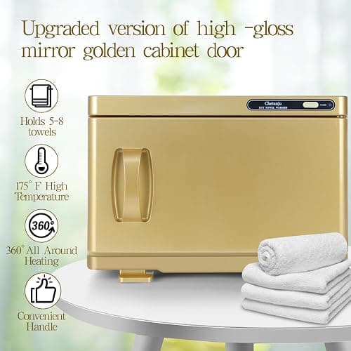Towel Warmer,Towel Steamer for Facial, Professional Spa Hot Towel Warmer 8L, Towel Warmer Cabinet, Towel Cabinet for Facial Caddy for Salon,Spa, Massage Use(Gold) thumbnail 4