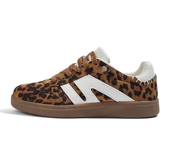 LUCKY STEP Women Classic Retro Gum Sole Fashion Sneakers Casual Tennis Skate Shoe Genuine Leather Walking Footwear Anti Slip Trainers - Image 1