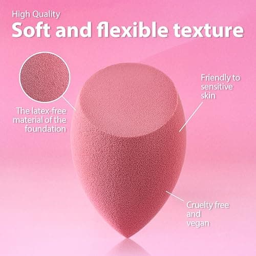 Makeup Sponge Set Foonbe Blender Sponges 7 Pcs for Liquid, Cream, and Powder, Latex Free, Multi colored Beauty Sponges with 1 Mini Sponge, Vegan & Cruelty-Free - Pink thumbnail 6