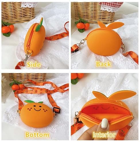 JUCHAO Silicone Mini Coin Purse Shoulder Bag Cartoon Kids Purse for Children's Handbags Shoulder Bag for Toddler Little Girl (Orange) thumbnail 4