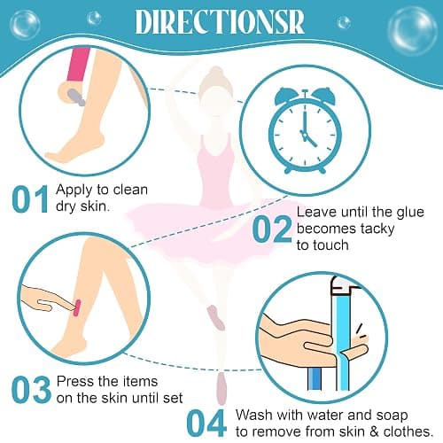ElectricWise 1 Pcs Roll On Body Adhesive for Dancers, Sweat Resistant Water Wash Off Body Glue for Skin & Clothing, Fashion Butt Glue Applicator for Compression Stocking, Bras, Wig, Residue Free, 2oz thumbnail 6