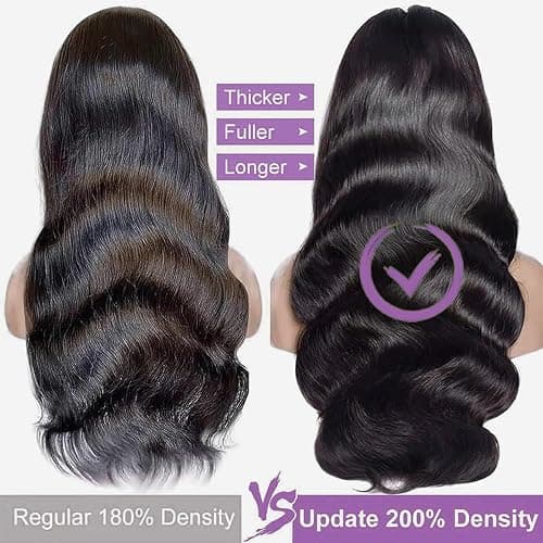 32 Inch 13x6 Body Wave Lace Front Wigs Human Hair 200 Density HD Lace Front Wigs Human Hair Pre Plucked Brazilian Virgin Wigs Human Hair for Women Glueless Lace Frontal Wig Natural Black Body Wave Wig thumbnail 5