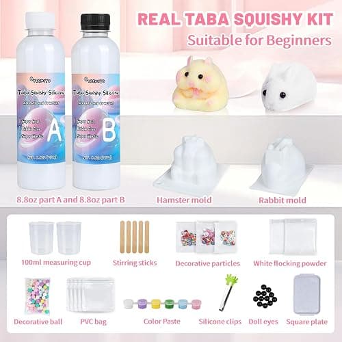 TECMIYO Taba Squishy Kit - Make Your Own Super Soft DIY Squishies with 1:1 AB Liquid Silicone - Perfect for Beginner Makers thumbnail 2