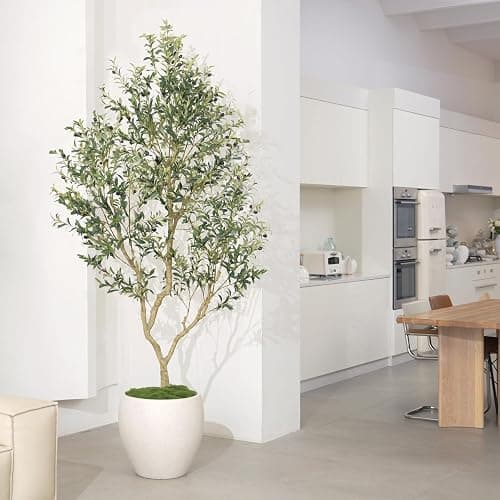 LYERSE 8ft Faux Olive Tree - Olive Trees Artificial Indoor with Large Olive Branches and Lifelike Olive - Artificial Olive Tree for Home Office House Living Room Decor thumbnail 5