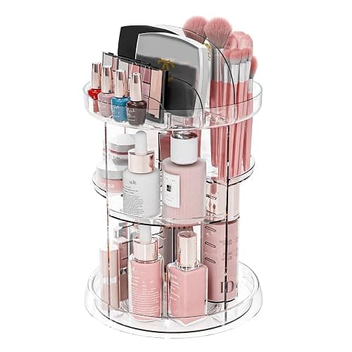 Yieach 360 Rotating Makeup Organizer for Vanity,Clear Spinning organizer and Make up organizers for Counter,Adjustable Lazy Susan Bathroom Organizer for Beauty Product and Skin Care Storage Carousel thumbnail 8