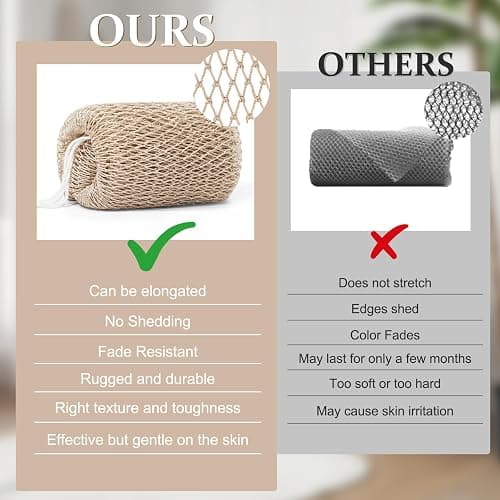 MuiiuM African Net Sponge Authentic with Knots, Colourfast Exfoliating Body and Back Scrubber, Extra Long Quick-Dry Bath Shower Net Loofah for Rich Lather and Dead Skin Removal (Flaxen) thumbnail 7