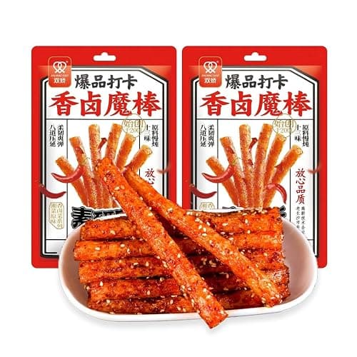 Fraunitsh Spicy Latiao Strips, 2 Pack Latio Sticks, Chinese Snacks, 辣条，大辣棒，62g/2.18oz per Pack - Image 1
