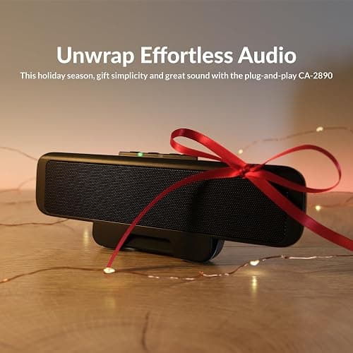 Cyber Acoustics USB Speaker Bar (CA-2890) – Stereo USB Powered Speaker, Easily Clamps to Monitor, Convenient Controls thumbnail 2