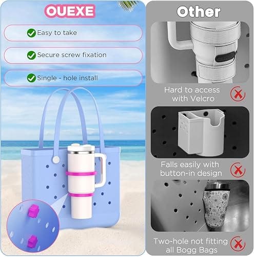 OUTXE 2 Pack Cup Holder for Bogg Bag, Fits 16-40oz Stanley, Insert Drink Holder Attachment Compatible with All Bogg Bags & Simply Southern Beach Tote Bag thumbnail 2