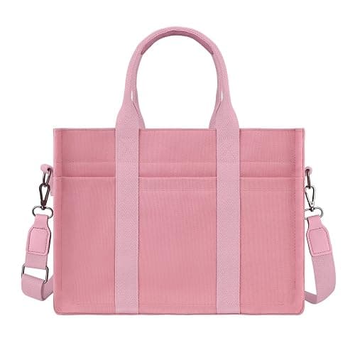 FIORETTO Canvas Tote Bag for Women with Zipper Closure & Individual Compartments for Work College for Teacher & Nurse thumbnail 3