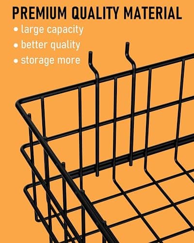 INCLY 4 Pack Pegboard Baskets Bins Set, 4 Size Square Style Black Metal Wire Basket for Any Peg Board Organizing Tools, Pegboard Accessories for Workbench Garage Wall Storage Attachments thumbnail 4