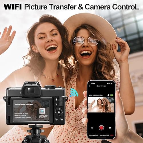 NBD 5K Digital Cameras for Photography - 16X Zoom Travel Camera with 180° Flip Screen, 64MP Vlogging Cameras Fotograficas for YouTube, Auto Focus, Macro Lens, 2 Batteries & 64GB TF Card（Black） thumbnail 8