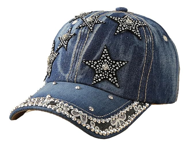 Women's Denim Baseball Cap with Pearl Rhinestone Trendy Y2k Visors UV Protection Sun Hat Outdoor 2026 thumbnail 4