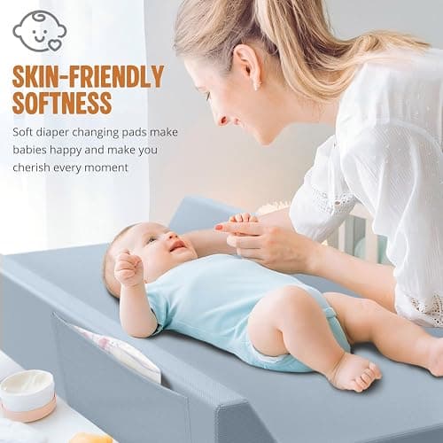 JVEOO Vegan Leather Baby Changing Pad, Waterproof & Wipeable Soft Diaper Changing Mat 32" x 16.6" Comfortable Infant Changing Station for Dresser & Table thumbnail 5