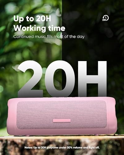 Bluetooth Speaker Stocking Stuffers for Men Women Teens Boys Girls: Portable Wireless, IPX5 Waterproof, White Elephant Gifts for Adults, Up to 20H Playtime, TWS Pair, for Home/Party/Outdoor (Pink) thumbnail 3