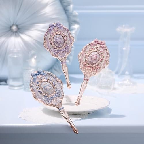 Flower Knows Bunny Garden Hand Mirror, Pink Decorative Makeup Mirror | Fairy-Tale Bunny & Rose Design, Easy-Grip Handle, Vanity Display, Touch-Ups & Gift-Ready Collectible Decor (Rosette Pink) thumbnail 9