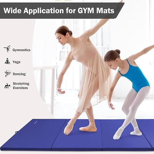 Fitvids Folding Exercise Gymnastics Mat, 4'x8'x2" Gym Workout Mat with Carrying Handles 4-Fold High-Density Anti-Tear Portable Fitness Aerobics Mat for Home Gym Yoga Pilates Tumbling MMA Core Training thumbnail 7