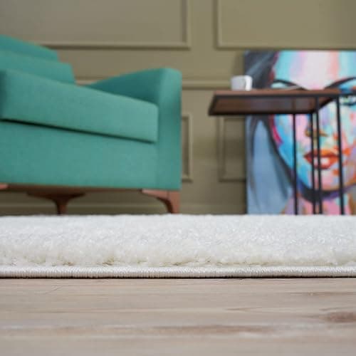 THE RUGS Living Room Rug - Shaggy Soft And Elegant Carpets For The Bedrooms And Kitchen, Easy To Clean, Many Different Sizes (80x150 cm, White) thumbnail 7