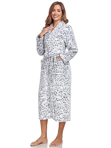 RONGTAI Womens Bathrobe Ladies Fleece Plush Warm Long Robes Fleece Nightgown Sleepwear thumbnail 3