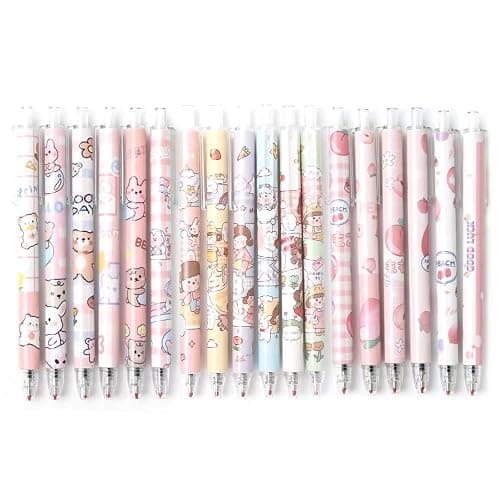 18 Pieces Cute Cartoon Click Gel Pens, Kawaii Pens, Cute Ballpoint Pens, Cartoon Gel Pens, Cute Ballpoint Pens, Funny Gel Pens - Image 1