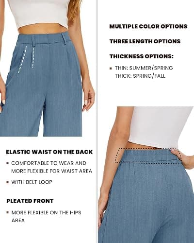 FUNYYZO Wide Leg Pants High Elastic Waisted Long Straight Suit Pants thumbnail 3