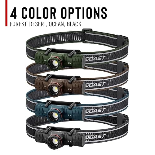 Coast XPH30R 1500 Lumen USB-C Rechargeable Dual Power Headlamp with Twist Focus Beam and Magnetic Base, 4.37 oz. - Forest Green thumbnail 7