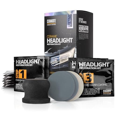 CERAKOTE® Ceramic Headlight Restoration Kit, 10 Wipe Kit | Restores clouded, yellowed headlights, ceramic UV protection, 3-step wipe system, no power tools needed thumbnail 2