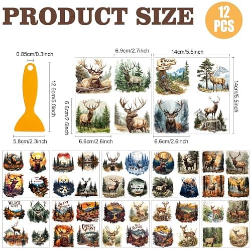 AHANDMAKER 12 Sheets Deer Rub On Transfer Stickers, Elegant Deer Decoration Animals and Flowers Window Sticker for Nature Lovers Scrapbooking Photo Albums Furnitures Laptop, 5.5 x 5.5 Inches thumbnail 3