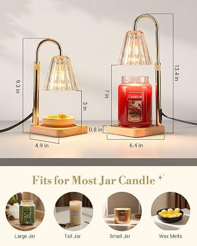 Marycele Candle Warmer Lamp for Yankee Candles, Christmas Birthday Gifts for Mom Women Sister Her, House Warming Gifts, Thanksgiving Decorations for Office Room Home Decor, Clear Wax Warmer with Timer thumbnail 2