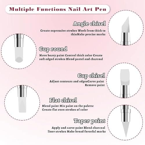 5Pcs Silicone Nail Brushes for Resin Silicones Tool for Nail Art Sculpting Tools Gel Brushes for Polish Nails Foil Brush Carving Home Salon Resin Carving Drawing thumbnail 6