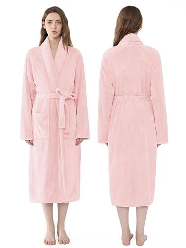 Soft Robe For Women，Warm Plush Bath Robes Female，Spa Towel After Shower Lightweight Long Bathrobe thumbnail 2