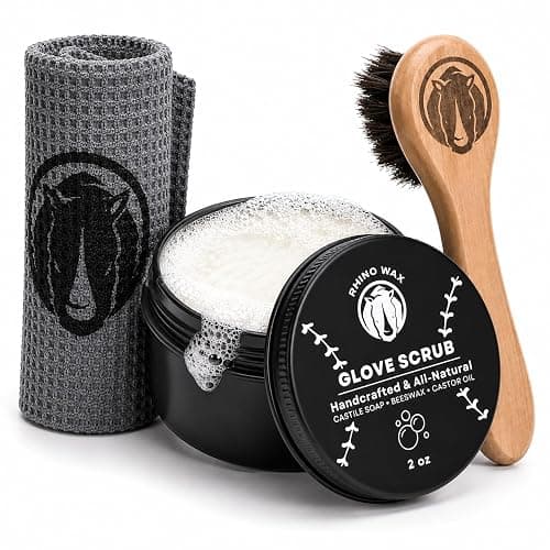 Rhino Wax Baseball Glove Scrub for Deep Cleaning, Dirt & Grime Removal | Deep clean baseball gloves with Glove Scrub that removes dirt, grime and buildup while protecting glove condition and feel. - Image 1