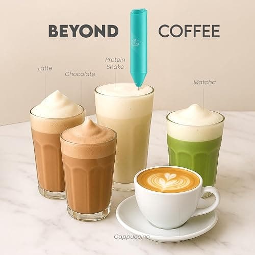 Zulay Kitchen Powerful Milk Frother Wand - Handheld Stainless Steel - Battery Operated Drink Mixer for Coffee, Lattes, Cappuccino, Matcha - Froth Mate Frother Gift - Cool Tide thumbnail 8