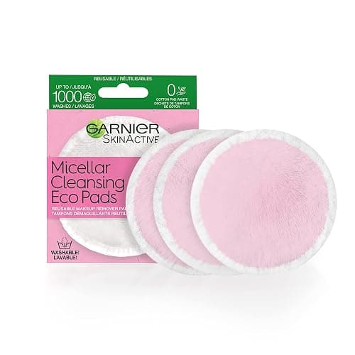 Garnier SkinActive Micellar Cleansing Eco Pads, Reusable, 3 Ultra-soft Microfiber Pads, 1 Count (Packaging May Vary) - Image 1
