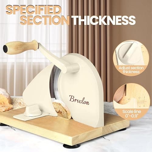 Manual Bread Slicer for Homemade Sourdough Bread, Adjustable Thickness&Evenly Slicing, Hand Crank Bread Slicer with Scale Line and Suction Cup, Serrated Blade Design, Patent:USD105861 thumbnail 2
