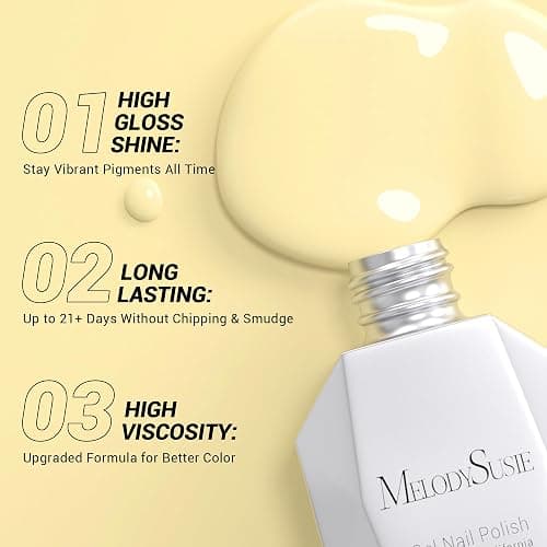 MelodySusie Thick Yellow Gel Nail Polish,0.5fl oz Pastel Soak Off UV LED Creamy Yellow Gel Polish Gift for Women Nail Art Manicure Salon DIY Nail Design Decoration at Home-310-A1902 thumbnail 2