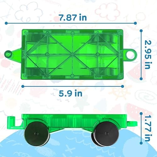 Mruikeny Magnetic Tiles Cars Construction Set - 4 PCS Magnetic Tiles Magnet Bricks Truck Sensory Toys, Educational Magnet Cars Set Building Blocks for 3 4 5 6 7 8+ Year Old Girls Boys thumbnail 3
