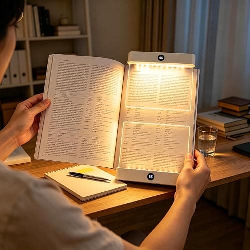 Choudao LED Book Light & Night Light 2 in 1, Flat Reading Light, Black | 3 Color Temperatures & Stepless Dimming, USB Rechargeable Full Page Light with Timer for Night Reading in Bed thumbnail 7