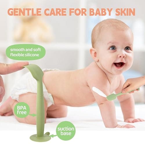 MAIKKB Diaper Spatula with Case, 3 Pack Baby Diaper Cream spatulas with 3 Storage Boxes, Soft Silicone Diaper Cream Applicator Butt Paste Spatula with Suction Base Full Size thumbnail 2
