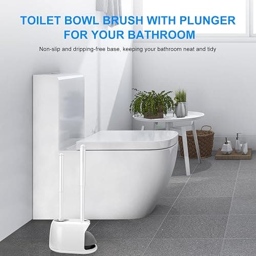SetSail Toilet Brush and Plunger Set, Toilet Plungers for Bathroom Heavy Duty Toilet Bowl Brush and Holder Hidden Toilet Plunger and Brush Set for Deeply Cleaning - white thumbnail 7