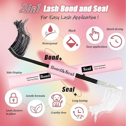 DNSGOOR DIY Lash Extension Kit 727Pcs Lashes Clusters with Bottom Lashes Lash Bond and Seal Glue Remover Lash Shampoo Cleansing Brush Headband Wristband Tweezers Eyelash Brush Applicator thumbnail 3
