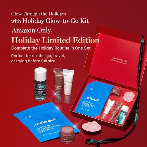 medicube Essentials Holiday Kit | 6-in-1 Mini Skincare Gift Set | Amazon Exclusive Trial Sizes for Radiant Skin | Travel Kit & Stocking Stuffers with Cleansing Oil, Toner Pads, Serum, Cream & Mask thumbnail 4