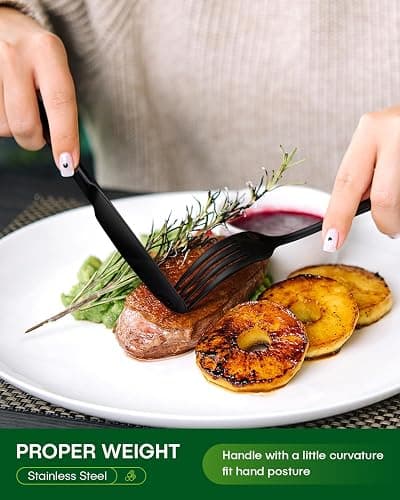 PHILIPALA 20 Piece Black Silverware Set, Stainless Steel Flatware Set for 4 Food Grade Cutlery Utensil Set Include Knife Fork Spoon Mirror Polished Dishwasher Safe thumbnail 2