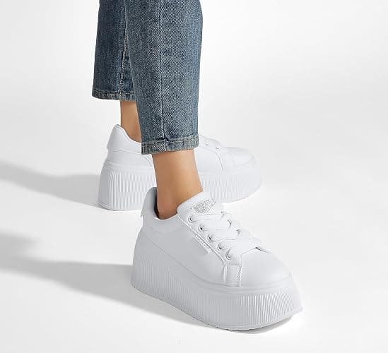 LUCKY STEP Women's Platform Fashion Sneakers Classic Wedge Canvas Casual Low Top Retro Walking Shoes thumbnail 2