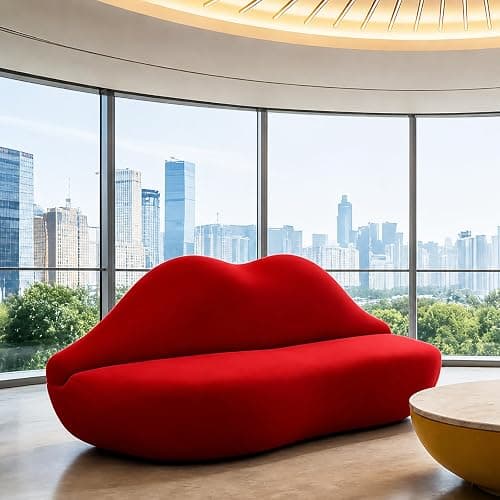 MonicaNest Red Lip Sofa Beauty Salon Clothing Store Rest Area Reception Alien Internet Celebrity Creative Designer Red Internet Celebrity Couch Architect Settee - Image 1