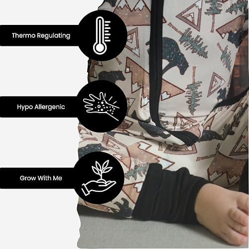 ITSY BITSY BOUTIQUE Viscose Bamboo Baby Pajamas - Boys and Girls Footie Sleeper Convertible 2-Way Zipper Sleeper - 0-3 Months - Rocky Ridge thumbnail 4