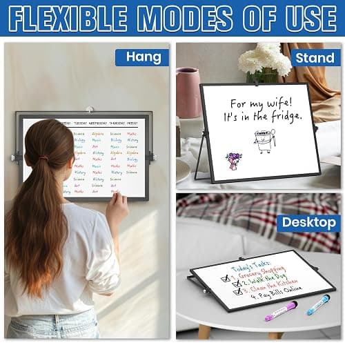 Grtard Dry Erase Magnetic White Board, 16''x12'' Double-Sided Desktop Whiteboard with Stand, Portable Small Whiteboard Set, Dry Erase Board for Drawing, ToDo, Office, Home, School(Black) thumbnail 5