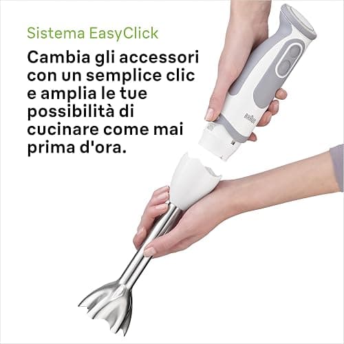Braun Minipimer MultiQuick 5 Vario MQ5200 Frullatore ad Immersione, 21 Velocità, Preciso e Potente, Impugnatura Ergonomica, Dotato Bicchiere da 600 ml, Potenza 1000W, 1 accessorio, Bianco/Grigio thumbnail 5