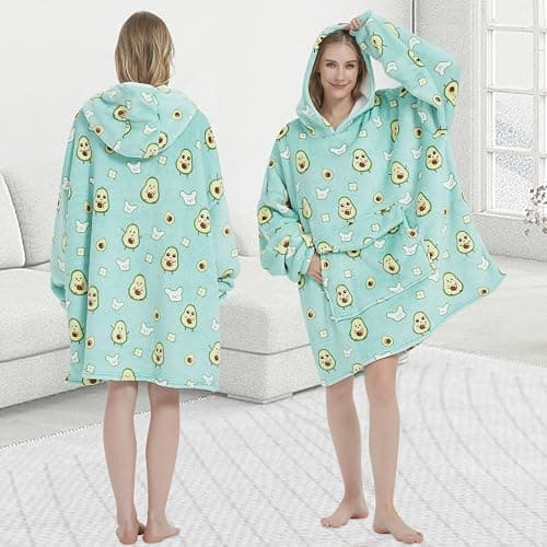 Mewkou Wearable Blanket Hoodie for Adult,Oversized Sherpa Fleece Blanket Hoodie for Women Men,Cute Avocado thumbnail 5